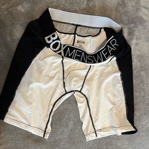 Box Menswear Black and White Compression Shorts